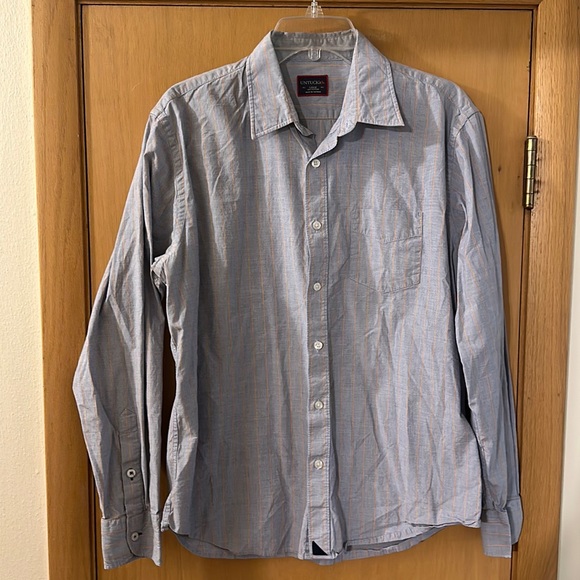 Untuckit Men’s Pinstripe Button Down Shirt Cotton Blue Size Large - Picture 1 of 11